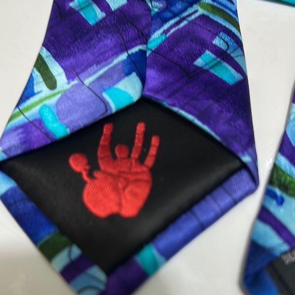 Vibrant Blue and Purple Abstract Tie - Picture 5 of 5